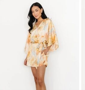 NWOT Baltic Born Aegean Romper Yellow/Peach Water Colors Size Small